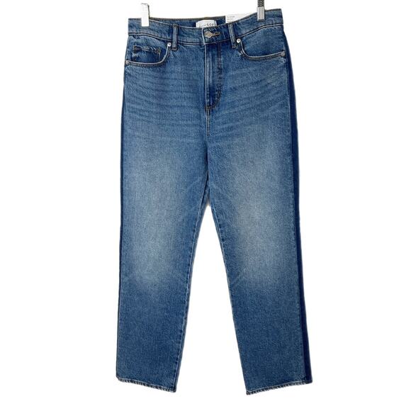 Loft Women's The Straight Jeans 26/2 High Rise 2 Tone Med Wash Denim Relaxed Mom - Picture 2 of 12